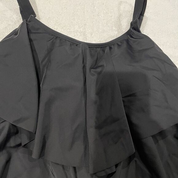 Women’s Septangle Tankini Bathing Suit Swimsuit Top only Black Size 12 NEW - Picture 2 of 6